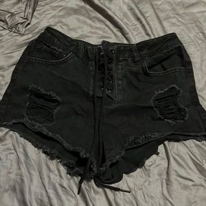 black shoe lase tie shorts size 2